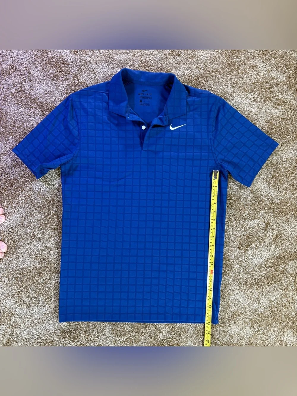 Nike Dri-FIT Golf Polo Shirt Blue‎ Checkered Men’s Size Small Standard Fit NWT